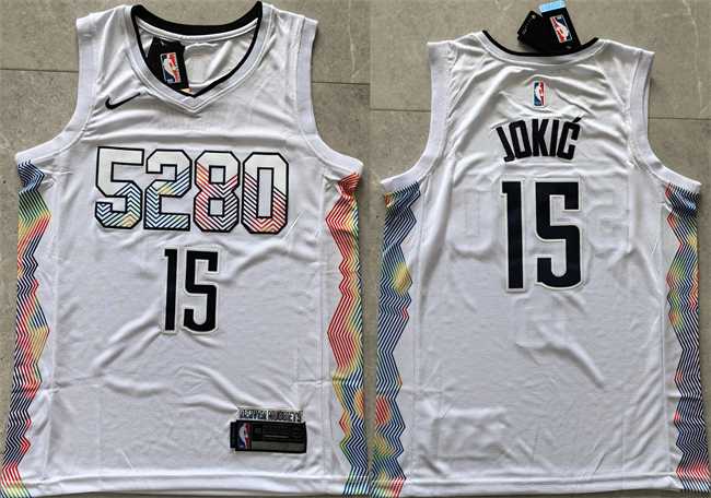 Men%27s Denver Nuggets #15 Nikola Jokic White 2024 City Edition Stitched Basketball Jersey->cleveland cavaliers->NBA Jersey